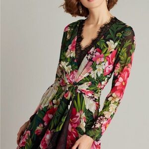 Tadashi Shoji Lola Floral Dress with Lace